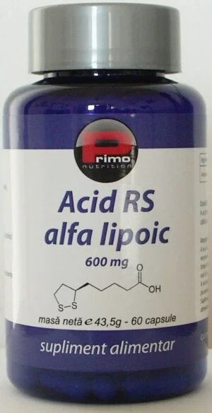 Acid R-S Alfa Lipoic, 600 mg, 60 capsule - Primo Nutrition