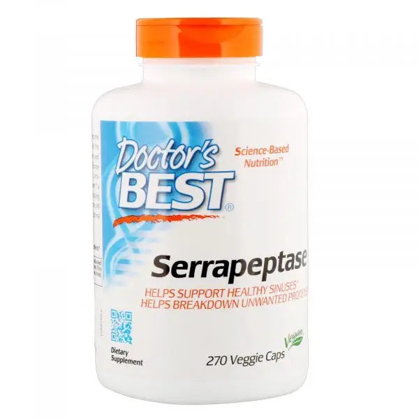 Serapeptaza (Serrapeptase, Serapeptase), 40 000 unitati, 270 capsule - Doctor's Best